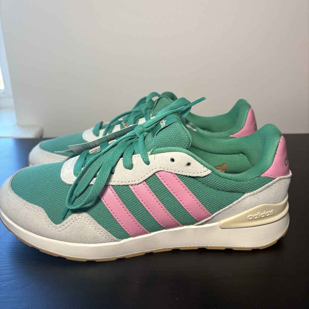 Adidas Women's Green and Pink Retro Lifestyle Sneakers Sz 8